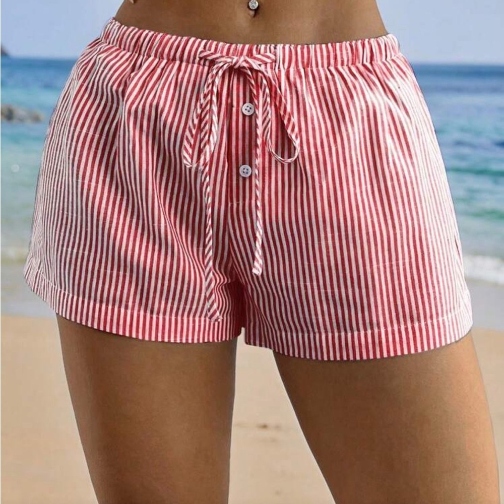 Striped Red Women's Shorts